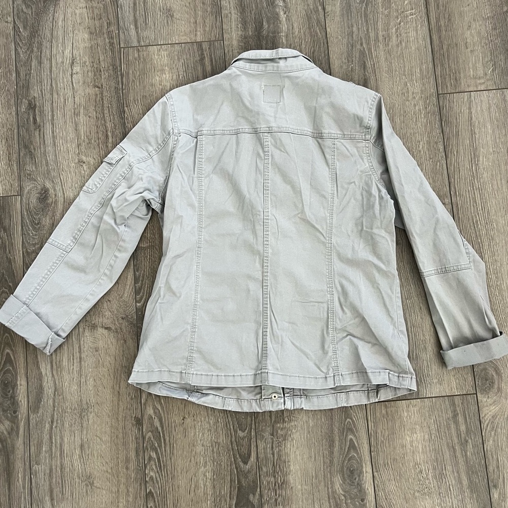 Kensie Jeans Military Utility Jacket Womens Size L Cargo Pockets Zip Front - Picture 7 of 14